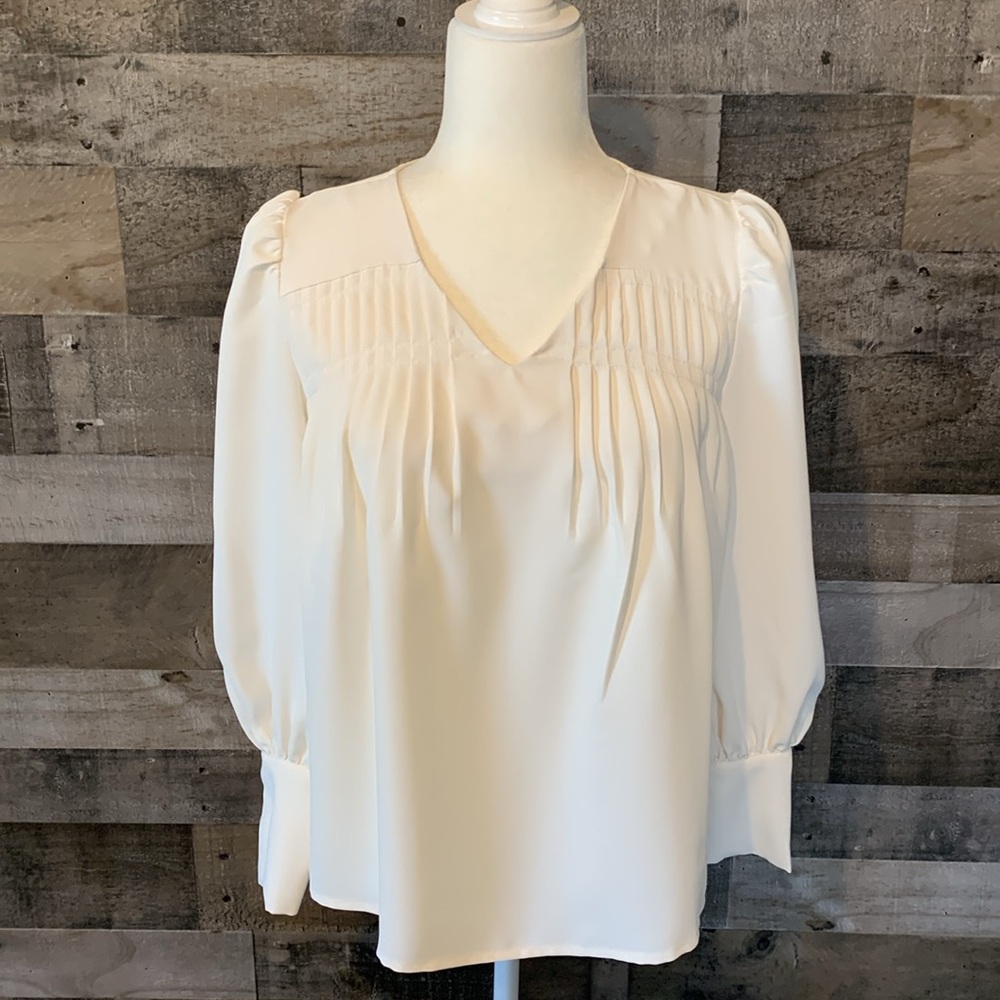 Ann Taylor Long Sleeve Front Pleat Top Size SP